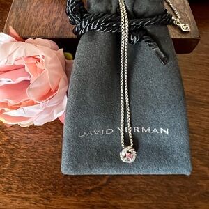 Retired David Yurman Petite Infinity Necklace in Pink Tourmaline & Pave Diamonds